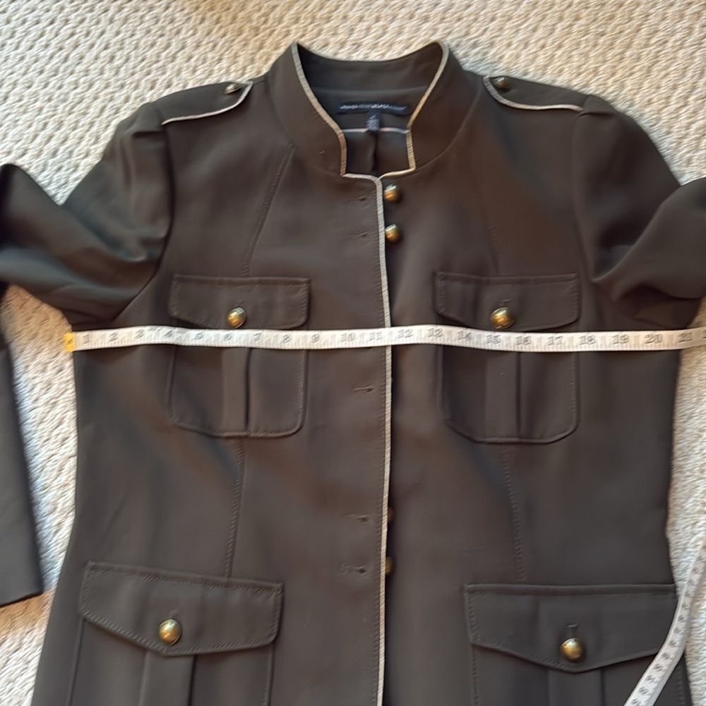 White House Black Market Olive Military Jacket with Metallic Gold Detailing - Picture 10 of 11